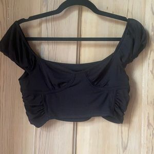 Cropped going out top black size small ribbed